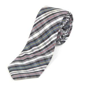 STEVEN ALAN Gray Plaid Men's Skinny Cotton Neck Tie Preppy Contemporary